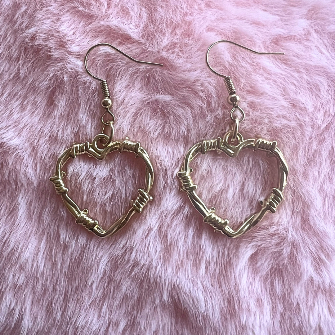 Barbed Wire Heart Earrings