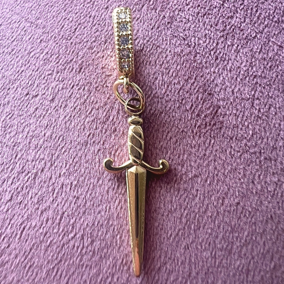 Gold plated diamond dagger huggies