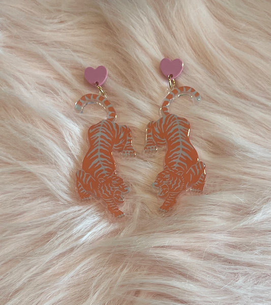 Heart Lioness Drop Earrings