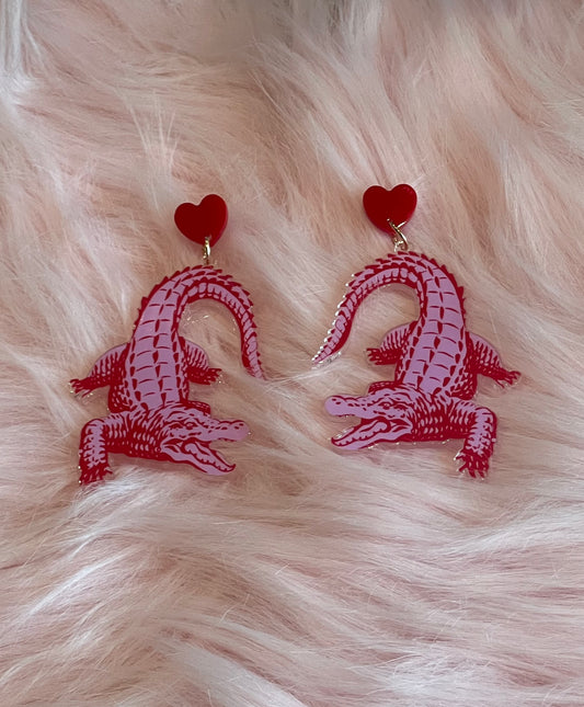 Heart Alligator Drop Earrings