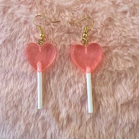 Pink Glitter Lollipop Earrings
