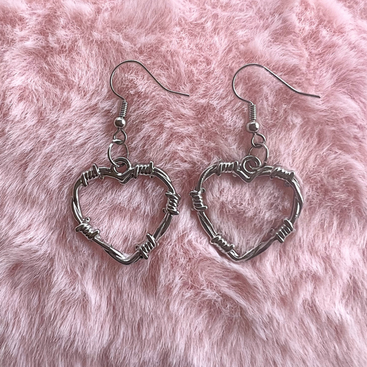 Barbed Wire Heart Earrings