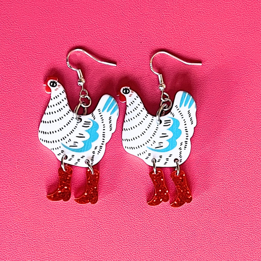 Chicken with Cowboy Boots Earrings